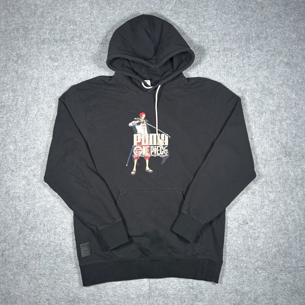 Puma One Piece Hoodie Mens Medium Black Shanks Graphic Pullover Anime Streetwear